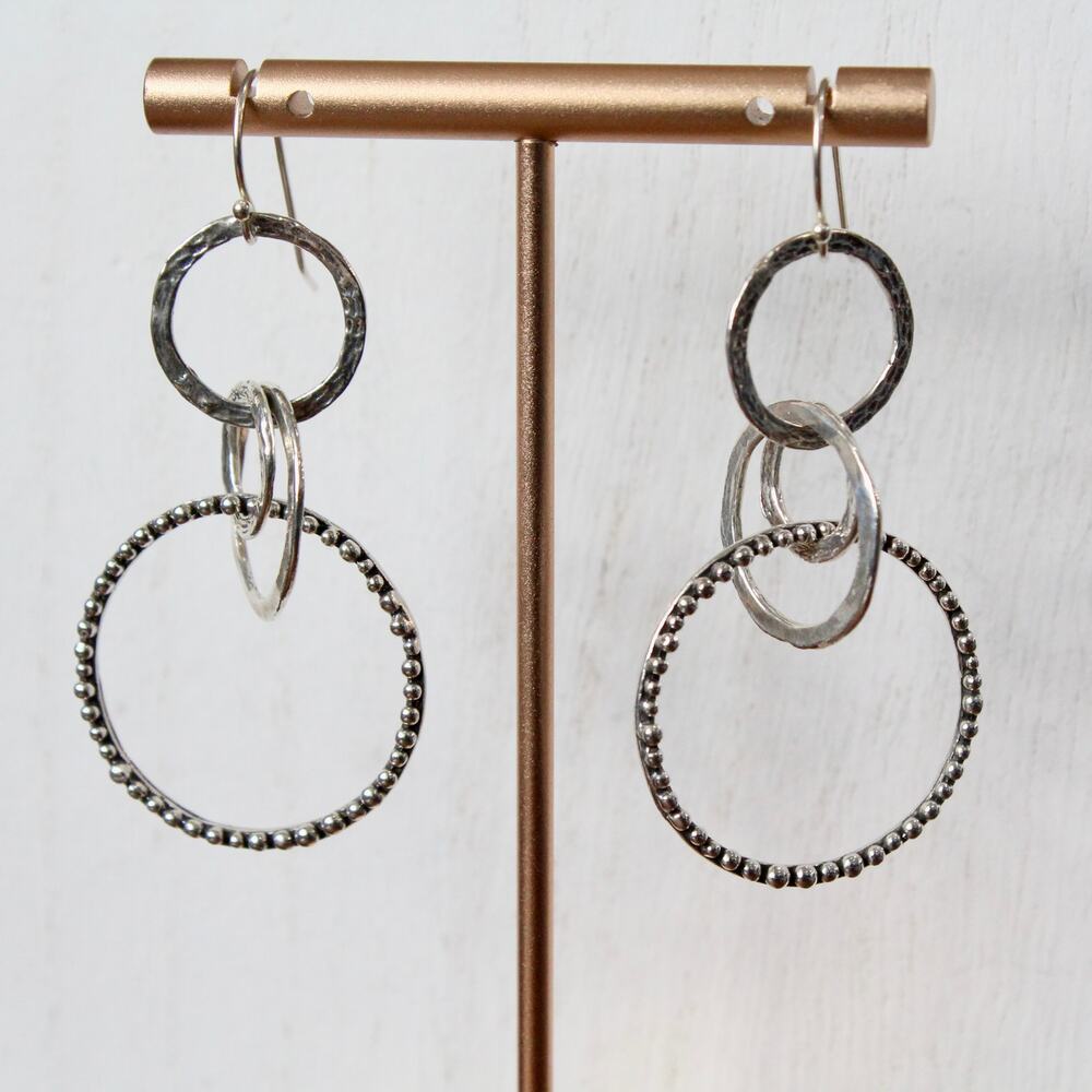 Or Paz PZ Sterling Silver 925 Multi-Circle Dangle/Drop Earrings ISRAEL